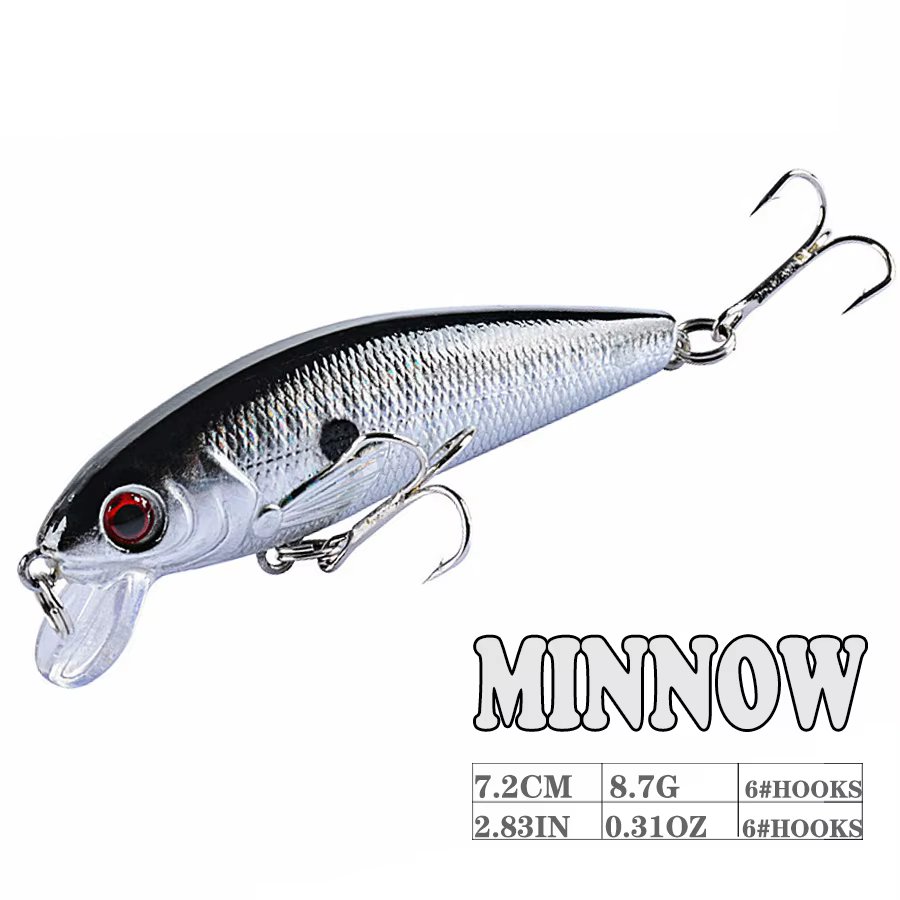 Señuelo Crankbait láser Minnow flotante con ojos 3D para lucio