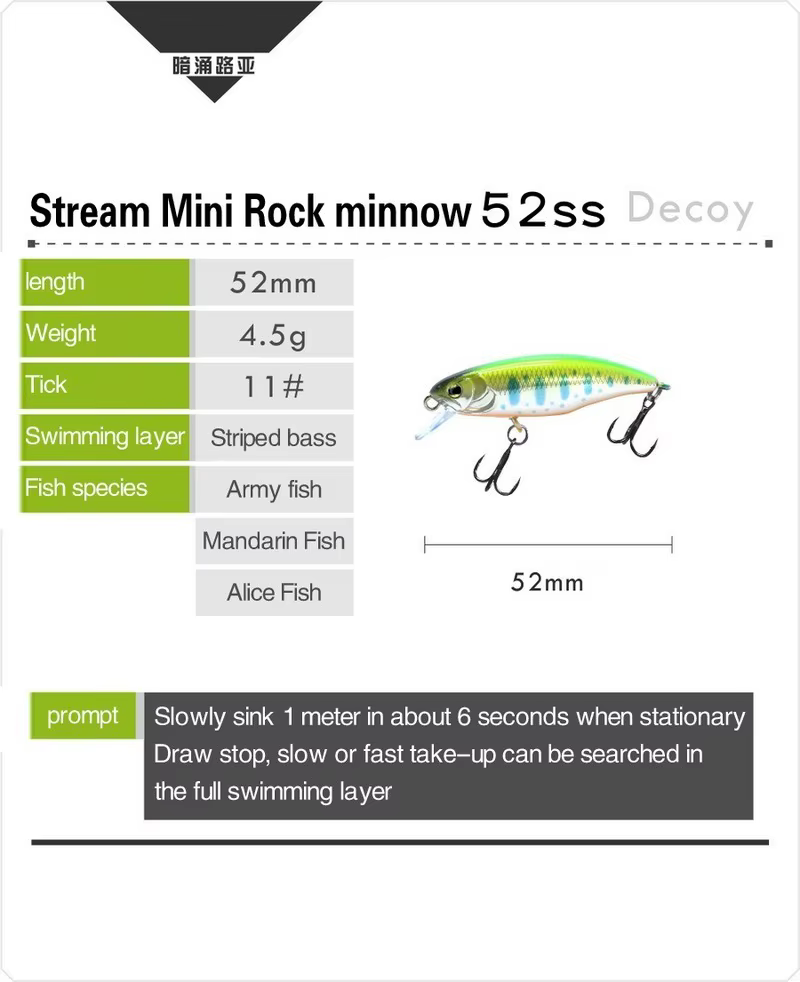 Mini Crankbait 4,5g 52mm – Hundimiento lento para perca y trucha - imagen 2