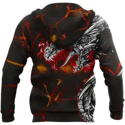 Sudadera con Capucha Dragón Lava 3D – Cremallera Unisex Streetwear
