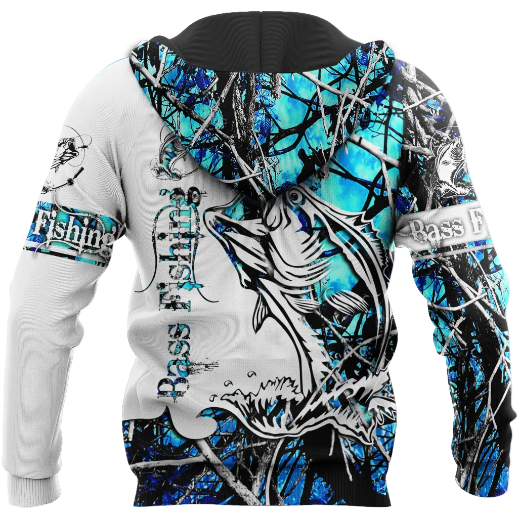 Sudadera Bass Fishing KJ418 con capucha – Camuflaje azul 3D - imagen 3