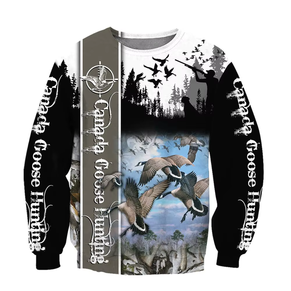 Sudadera 3D de caza de ganso con capucha y estampado completo