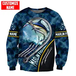 Sudadera Pesca Marlín Azul Personalizable
