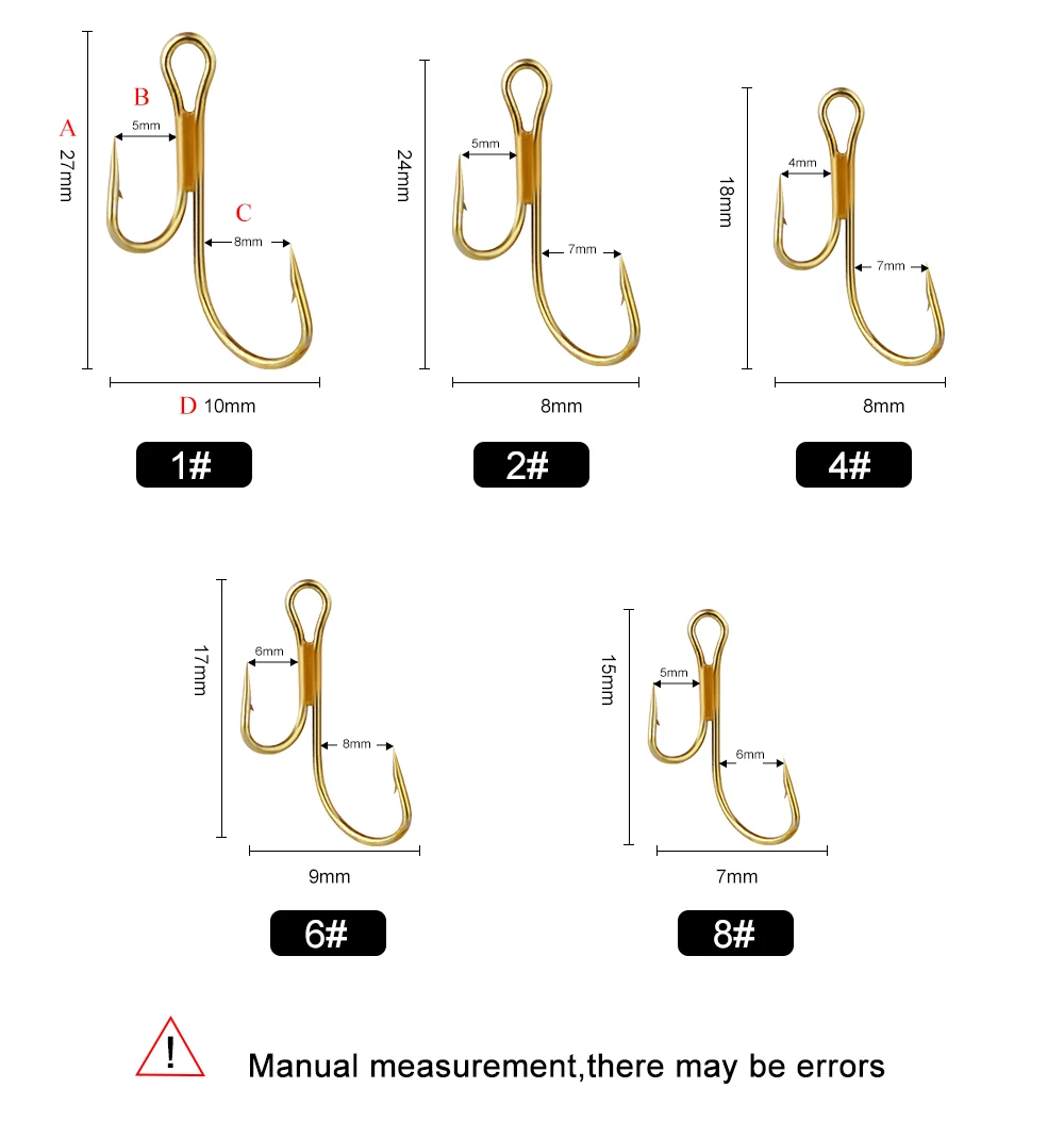 Variedad de tallas del set de anzuelos