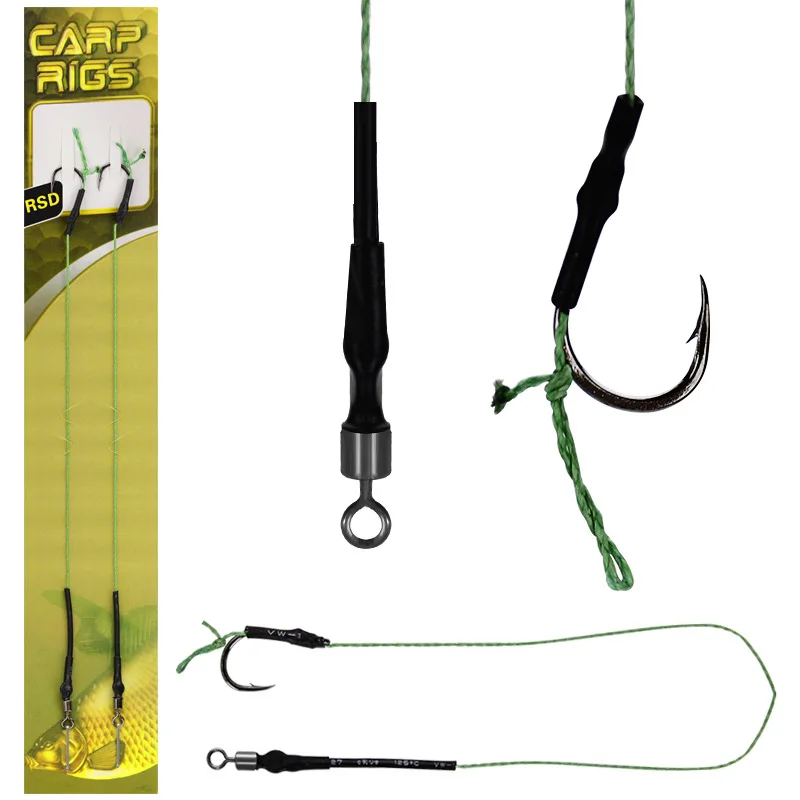 Set completo de equipo de pesca para carpa con anzuelos y anillas giratorias