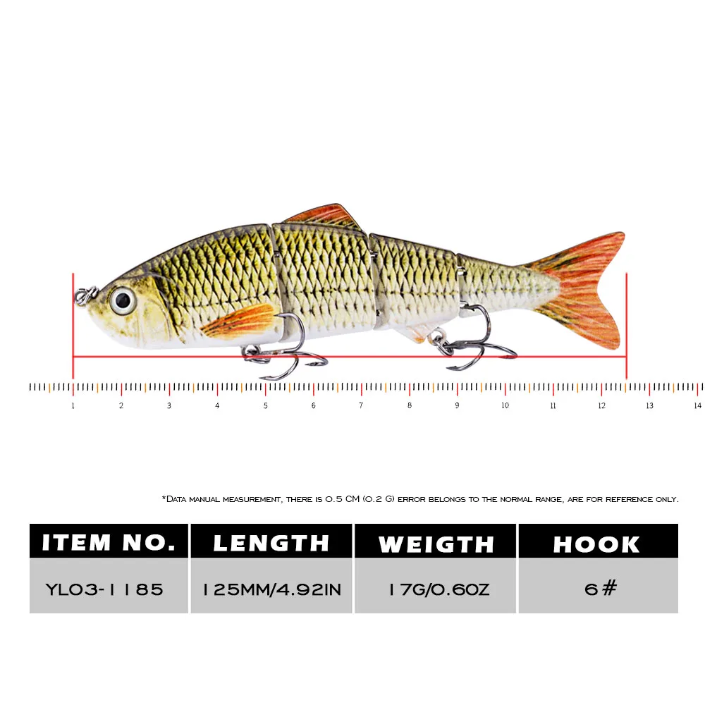 Wobbler Crankbait 125mm – 4 segmentos – Señuelo artificial - imagen 3