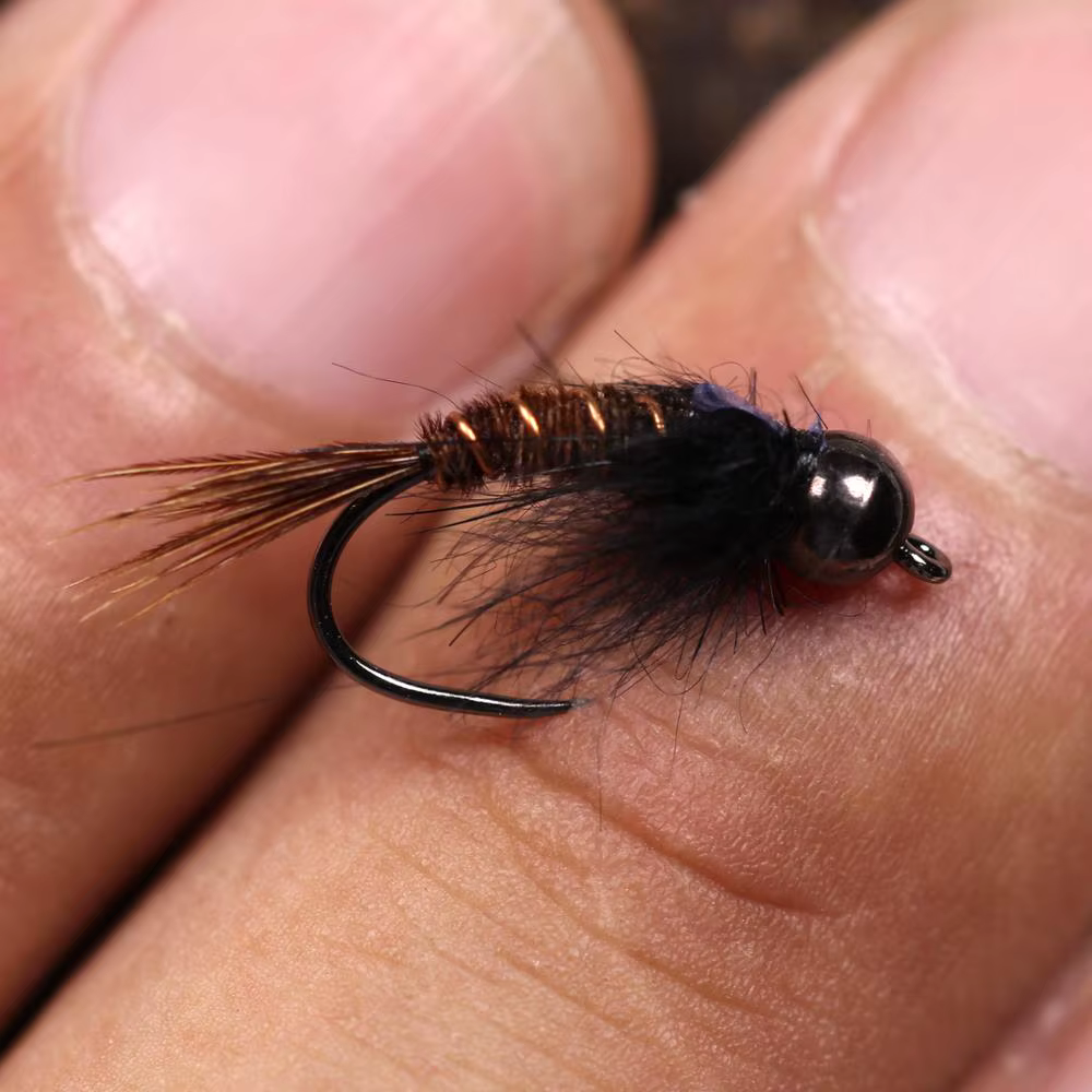 Bimoo mosca ninfa cabeza de cuenta hundimiento rápido faisán sin púas - imagen 2