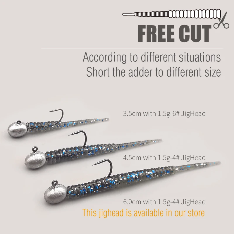 Lureholic Rock Adder Finisas Mini señuelo pesca suave tipo aguja cola - imagen 5