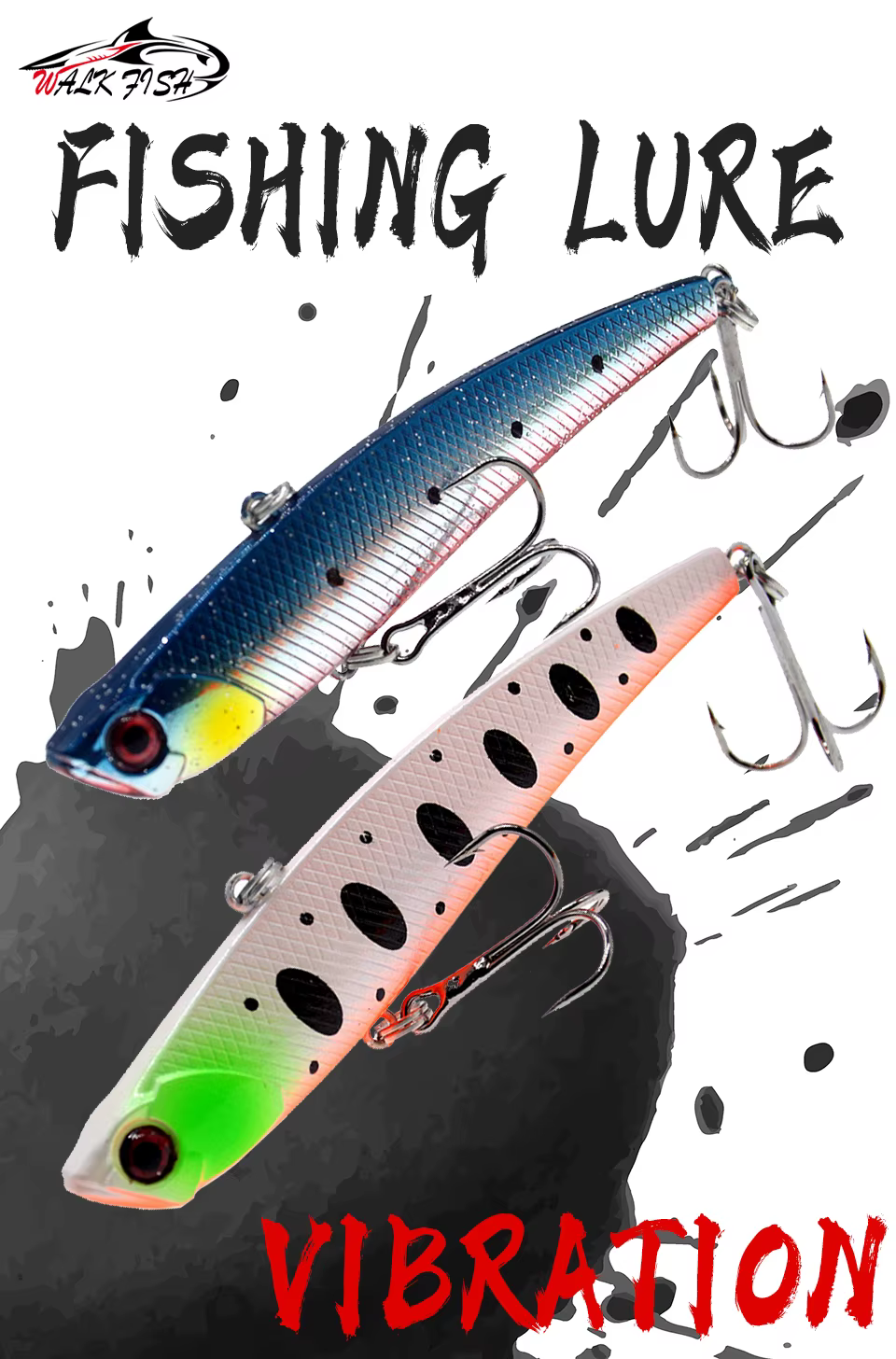 Señuelo WALK FISH Blade VIB vista lateral con ojos 3D