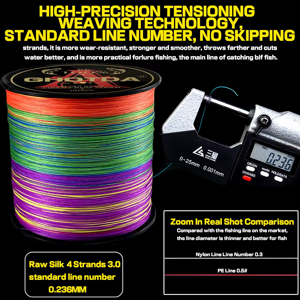 GHOTDA X4 hilo trenzado PE 4 hebras 10-120LB para río y lago - imagen 3