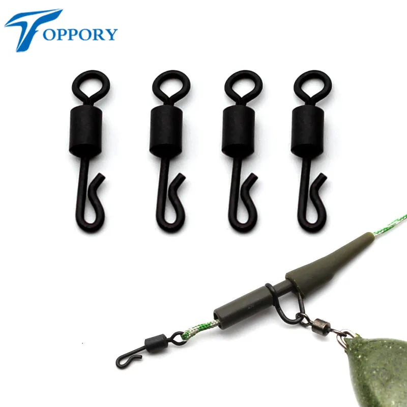 Terminal Giratorio Kwik para Pesca de Carpa Tamaño 8 Negro Mate