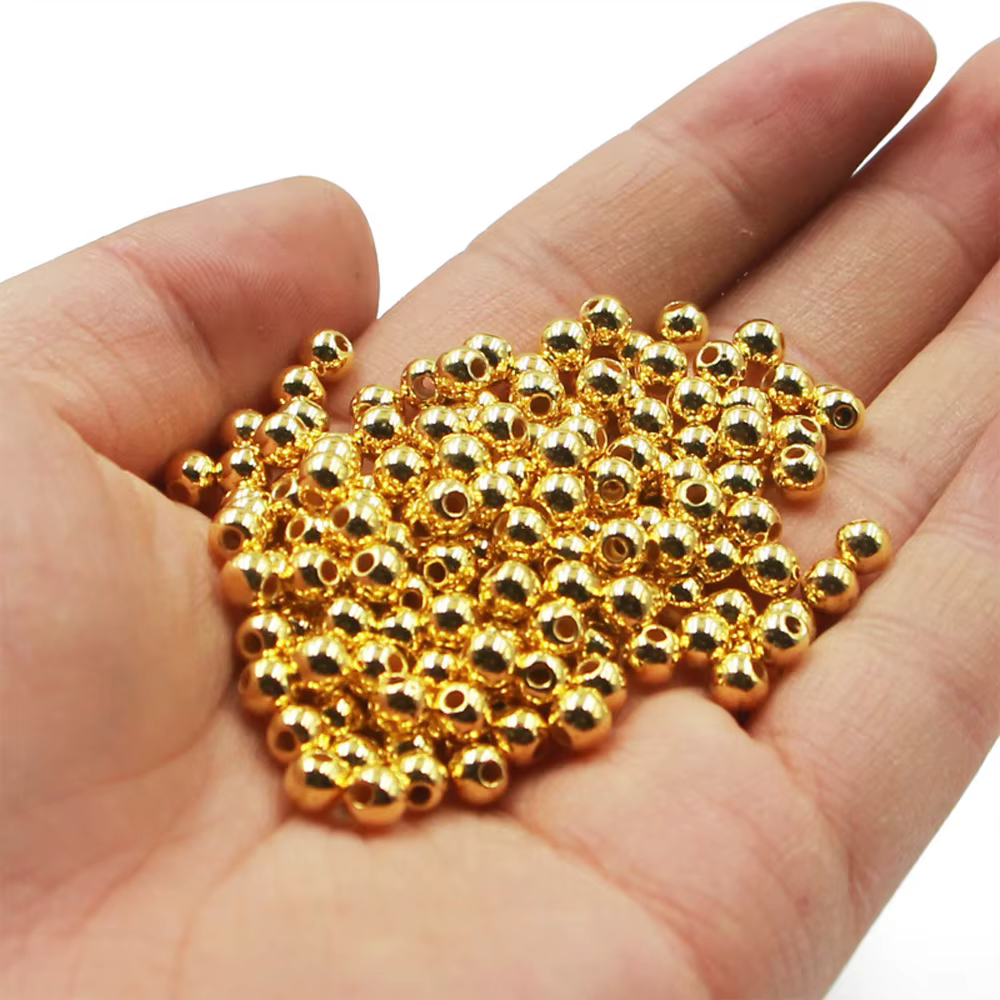 Cuentas galvanizadas para atado de moscas, oro y plata, 3-5 mm - imagen 2