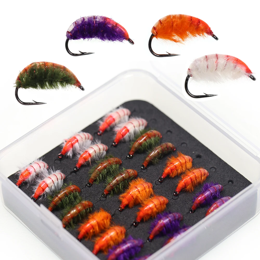 Caja de 24 moscas ICERIO Scud Bug para pesca de trucha