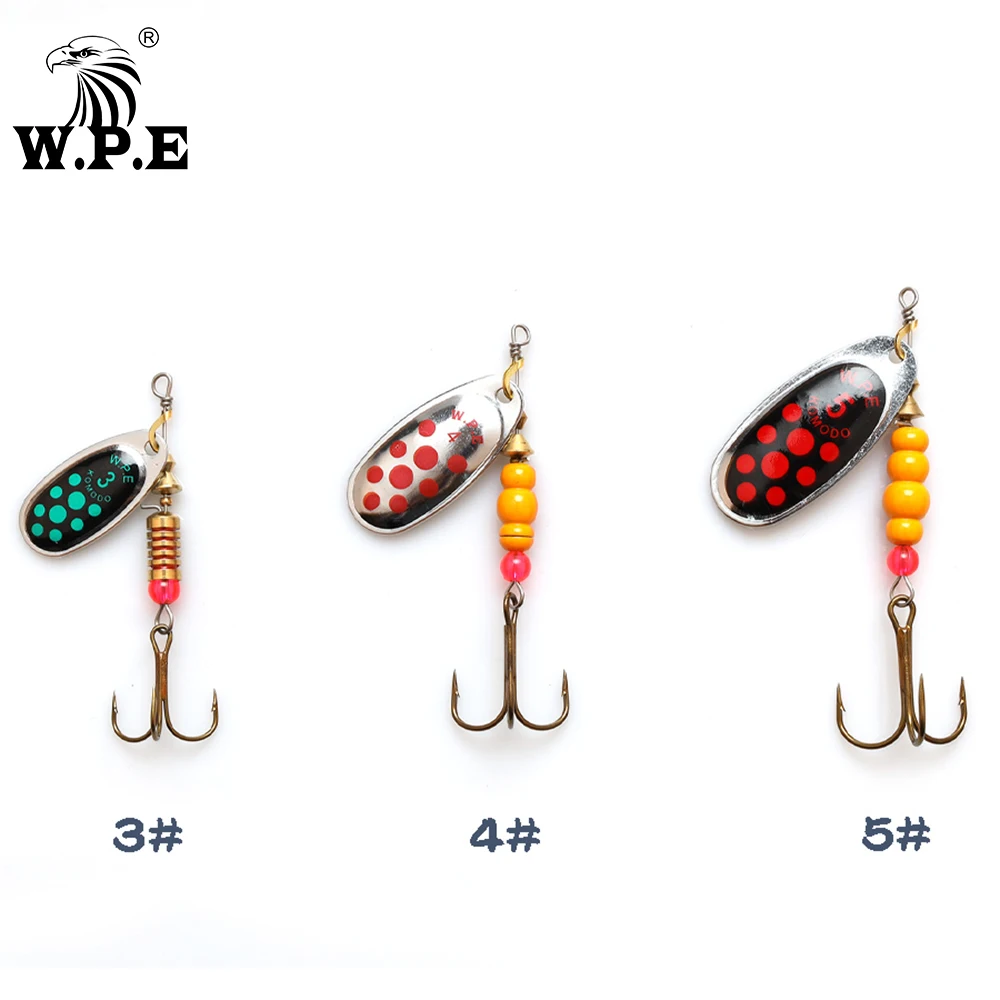 Señuelo giratorio W.P.E cuchara con anzuelo triple para lubina - imagen 2