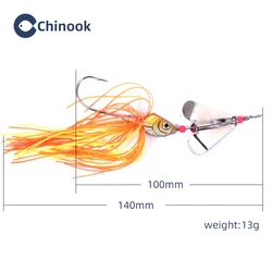 Chinook Spinnerbait inline con cuchara metálica para lucio y muskie