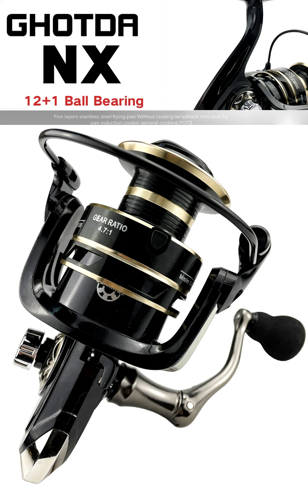 Detalle de la bobina y sistema de frenado del carrete