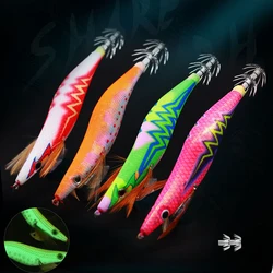 AS-Cebo duro brillante Jigs de calamar con corona de camarón