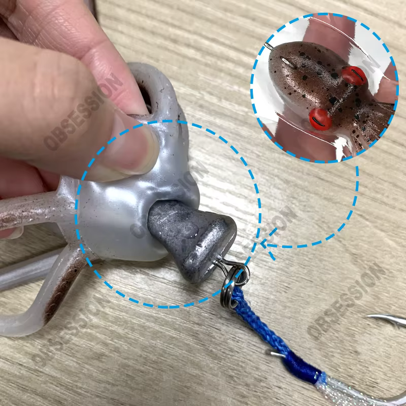 Teaser Octvader Vinilo Pulpo Curricán UV Luminiscente Assist Hooks - imagen 4
