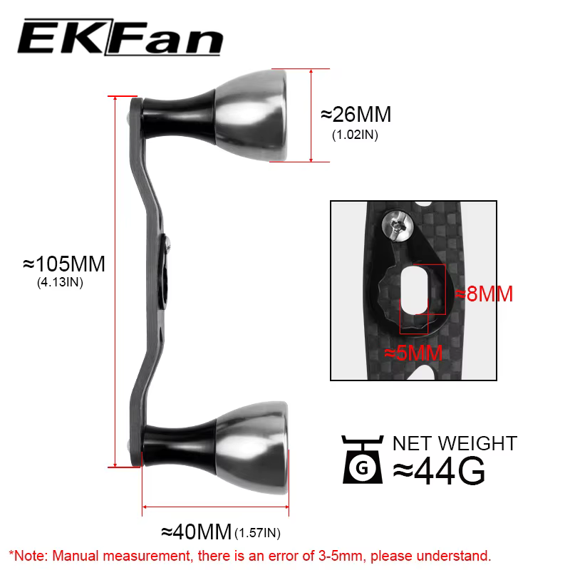 Manija Fibra Carbono EKfan 105mm Baitcasting Shimano Daiwa - imagen 5