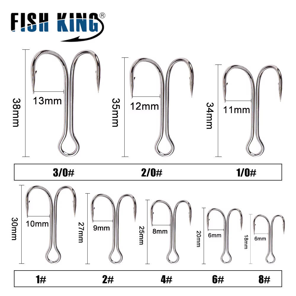 Anzuelos dobles FISH KING - acero al carbono para carpa con vinilo - imagen 2