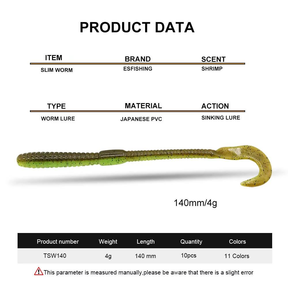 ESFISHING Slim Worm Señuelo 140mm para Lubina, Lucio y Perca - imagen 4