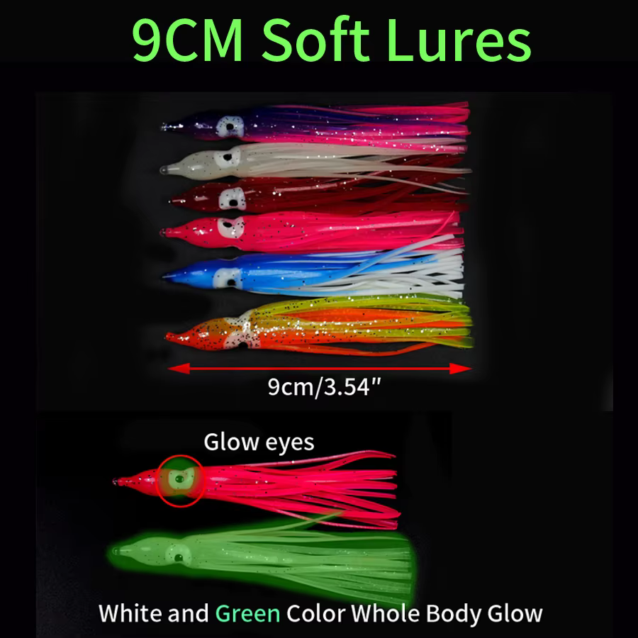 Faldas Calamar Luminosas 5-18cm – Señuelo Pesca Noche - imagen 2