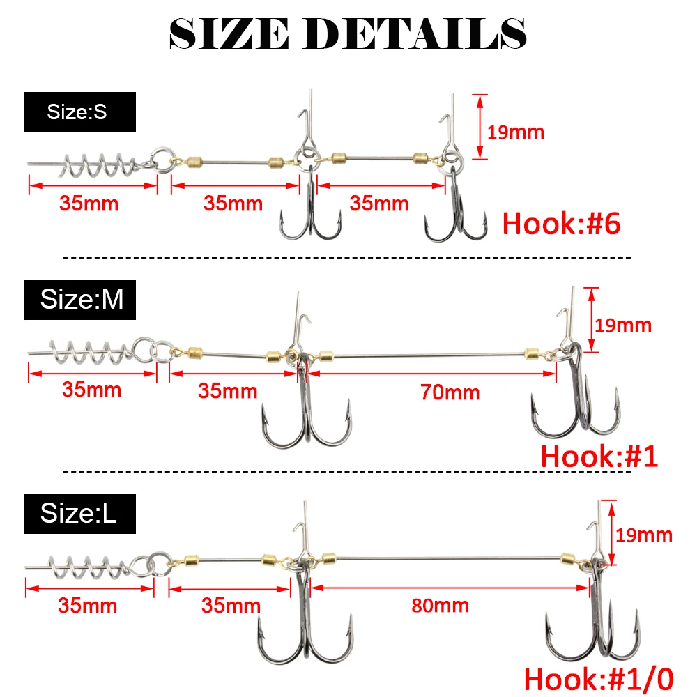 Spinpoler Stinger Rig Shad Belly – Anzuelos dobles para lucio - imagen 2