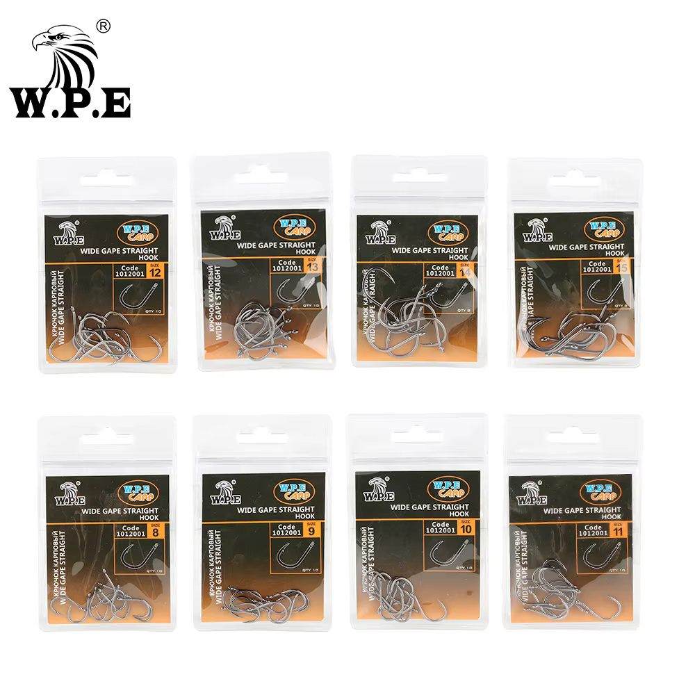 W.P.E BKK Anzuelo de púas para carpa – Acero al carbono, vástago ancho - imagen 5