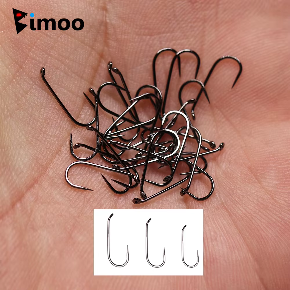 Bimoo anzuelos mosca sin púas acero carbono