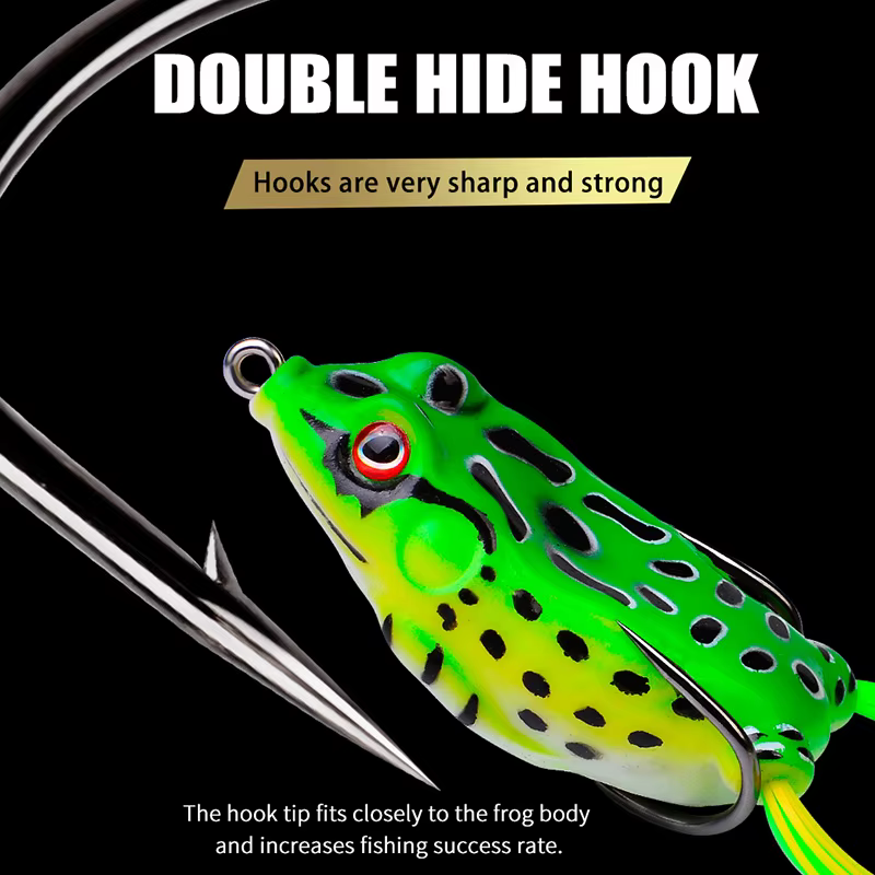 Señuelo Rana Topwater Ojos 3D con Anzuelos Dobles - imagen 5