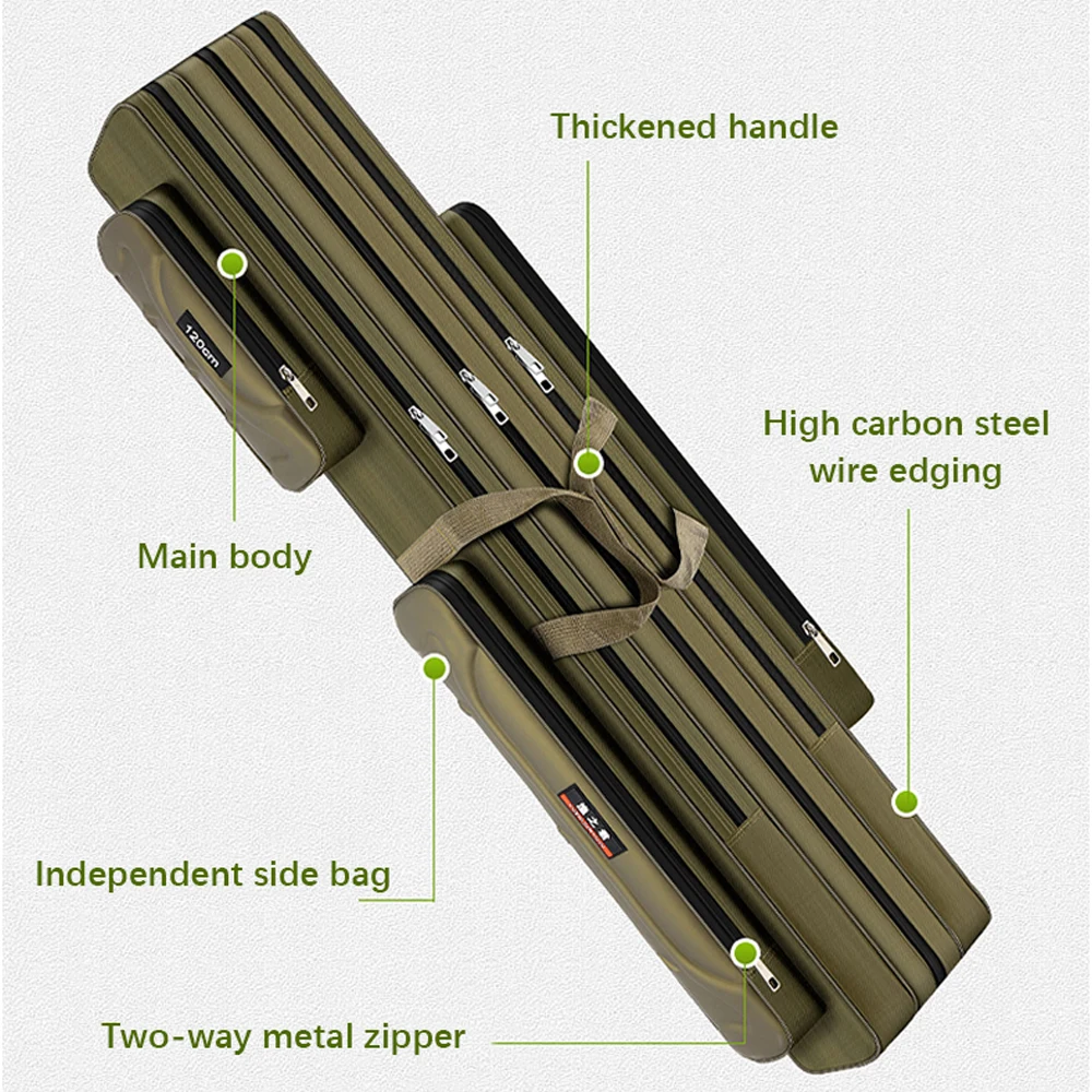 Bolso de lona plegable verde para caña de pescar - imagen 3