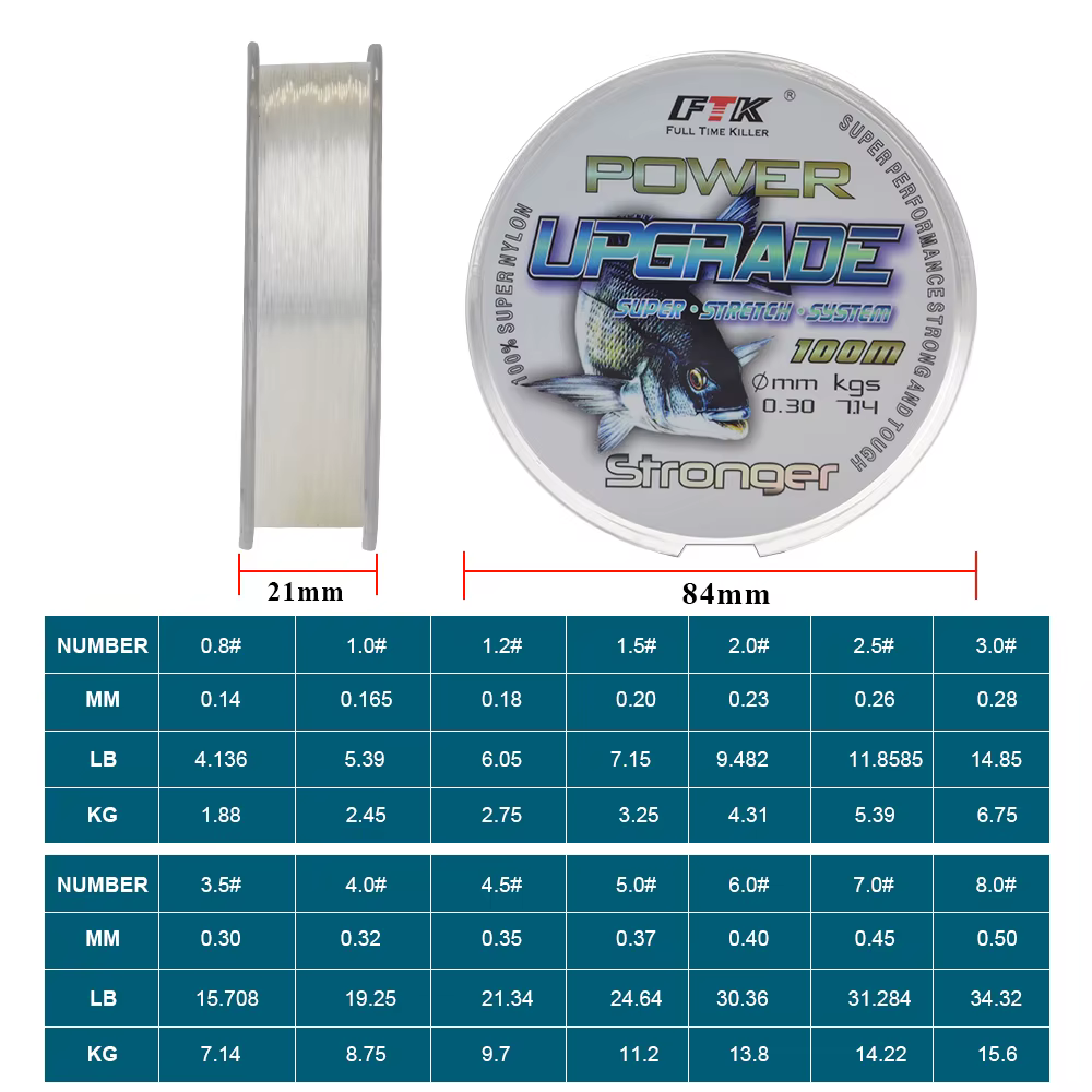 Línea Nailon FTK 100m - Sedal resistente para pesca - imagen 2
