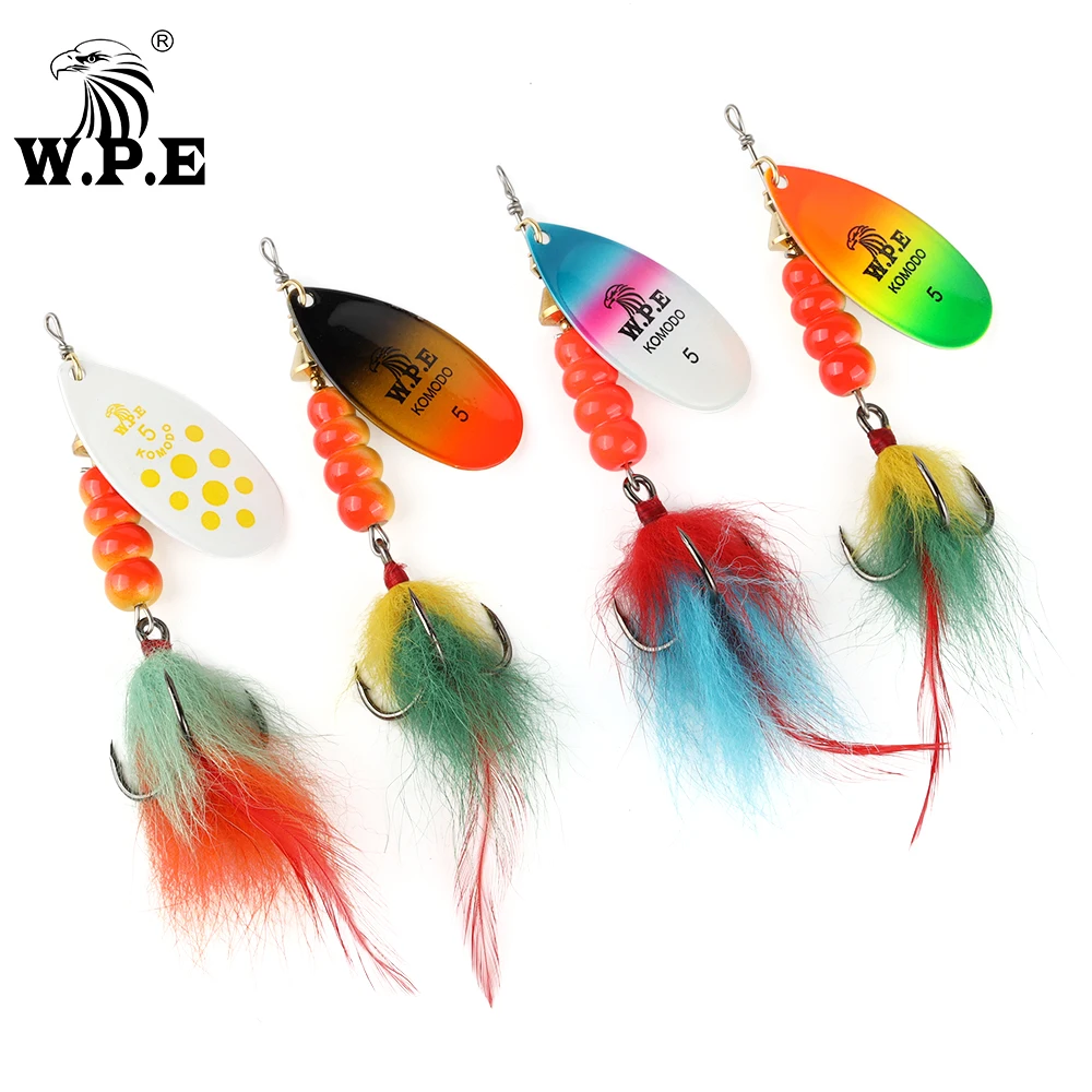 W.P.E Señuelo giratorio cuchara plumas metálicas – Cebo multicolor - imagen 3
