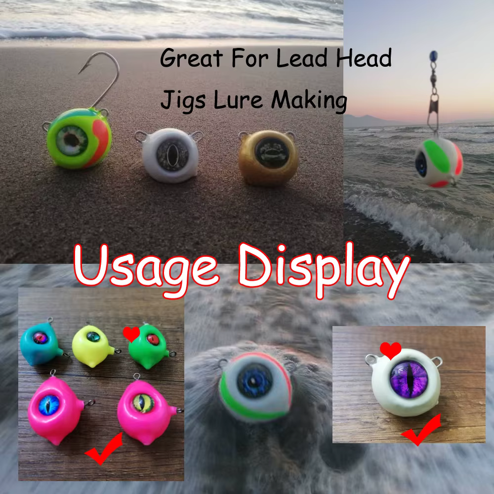 Elllv Jig Head con ojos cabujón multicolor para pesca marina - imagen 3