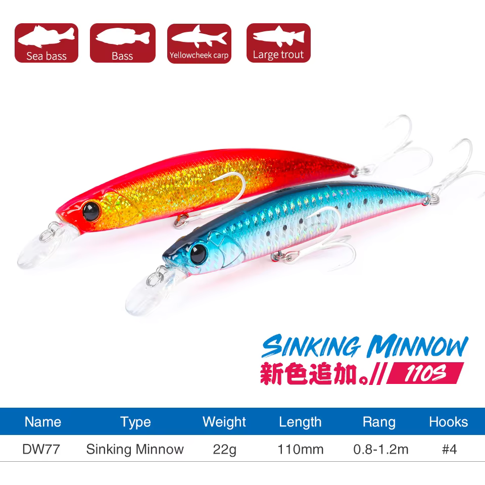 Tsurinoya DW77 Minnow – 110mm 22g para Trucha y Lubina - imagen 5
