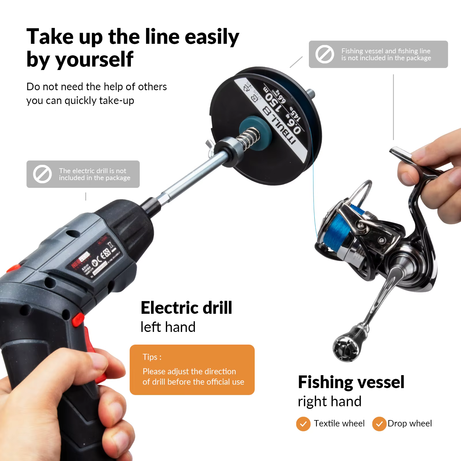 THKFISH Enrollador Eléctrico de Línea Pesca Herramienta Portátil - imagen 5