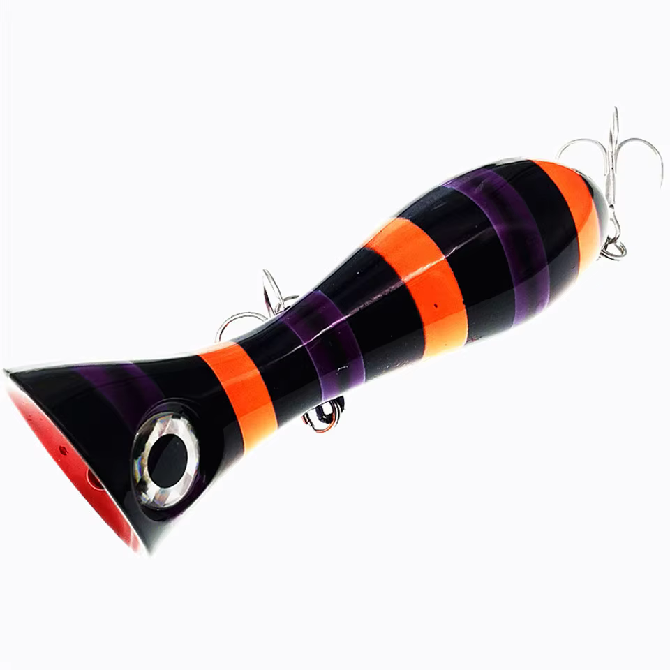 Señuelo Popper superficie 3D boca grande para pesca de agua dulce