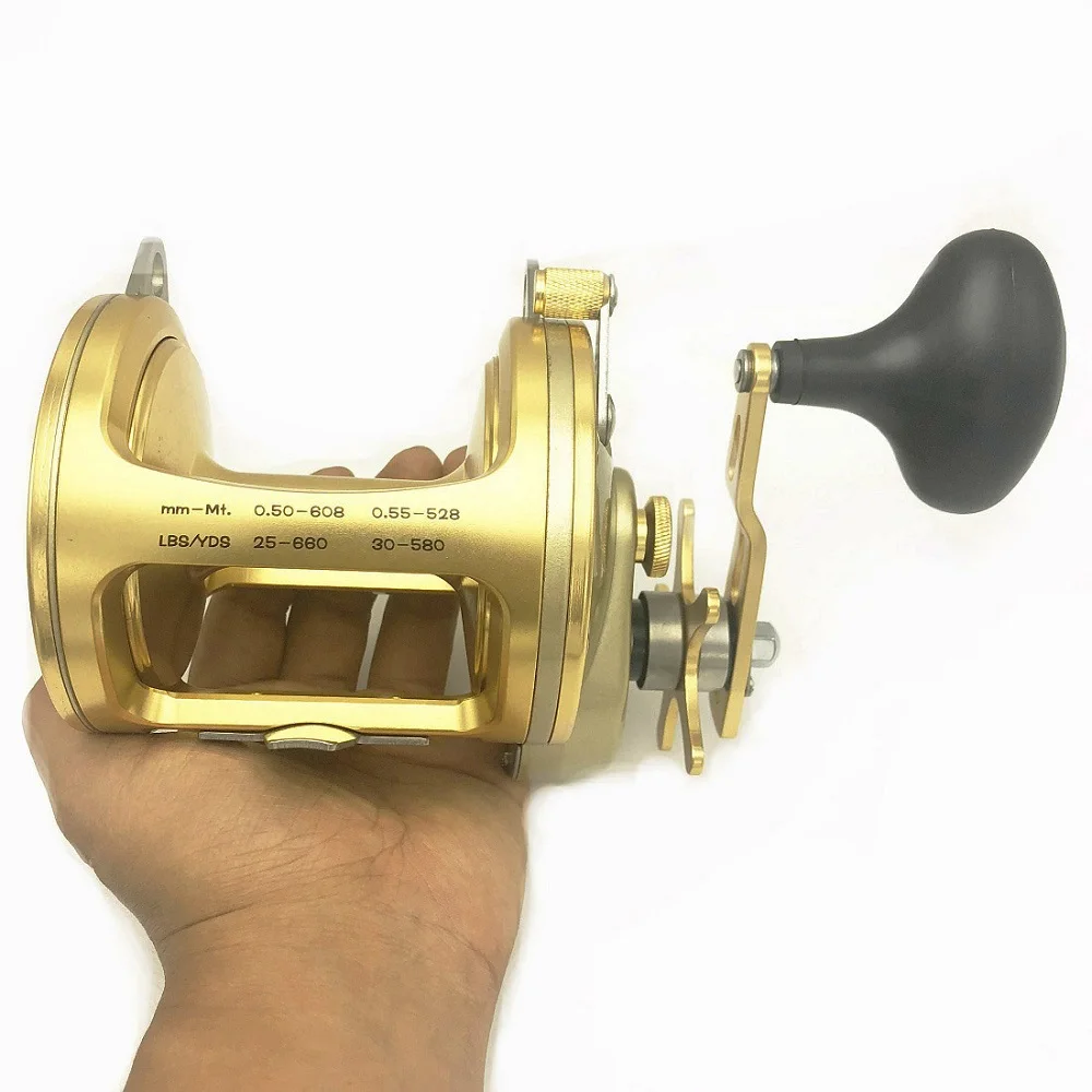 Carrete jigging salada con bobina metal dorada para curricán - imagen 4
