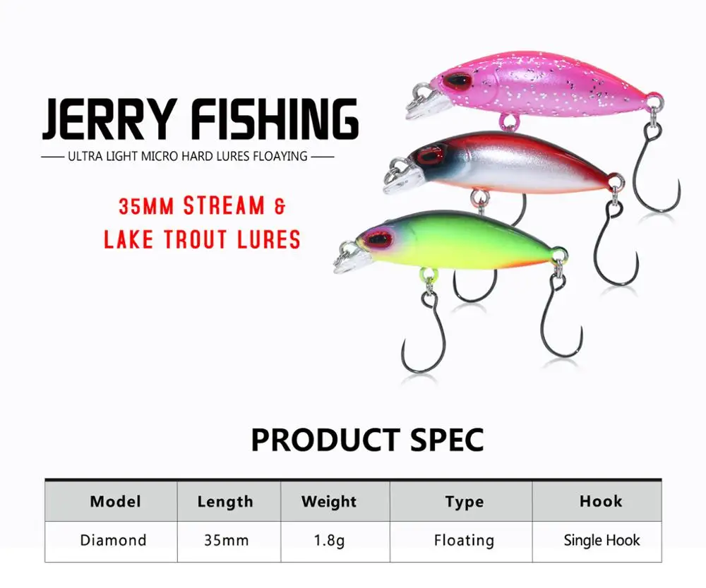 Señuelo Jerry micro wobbler para trucha