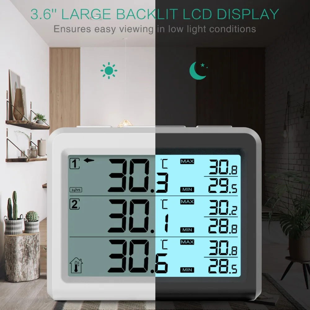 Pantalla con retroiluminación para ver la temperatura con comodidad