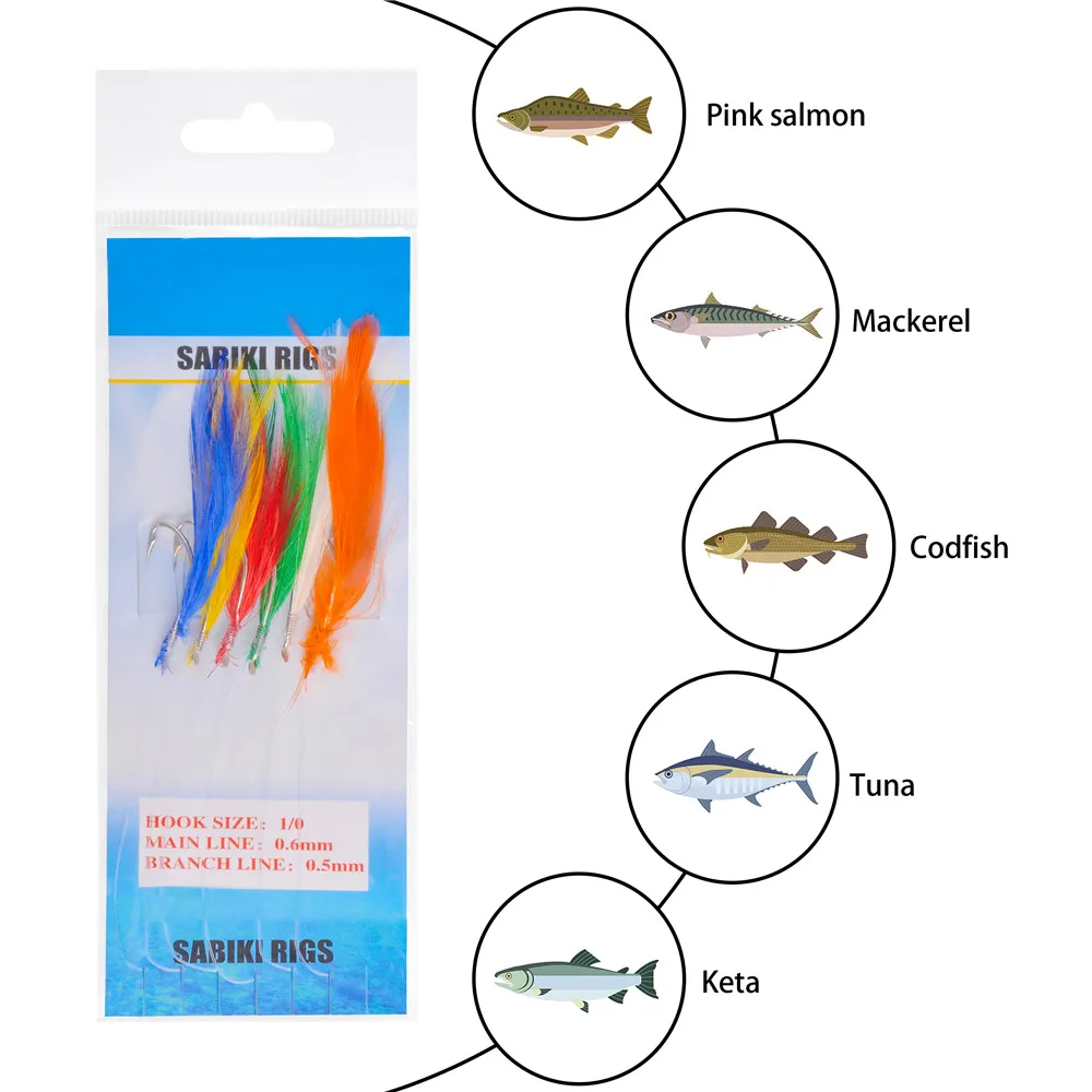 Aparejos de pesca con plumas 6 en 1 para lubina y bacalao - imagen 5