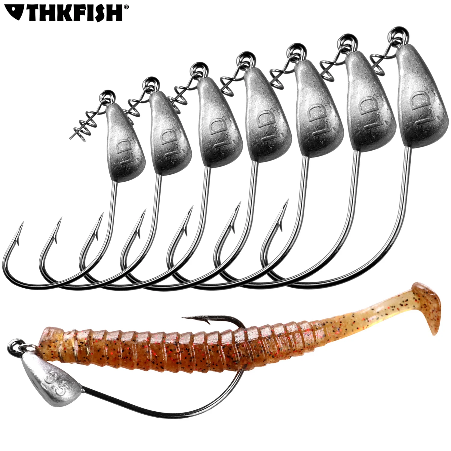 THKFISH Anzuelos Offset con pin de resorte y púas para vinilo - imagen 3