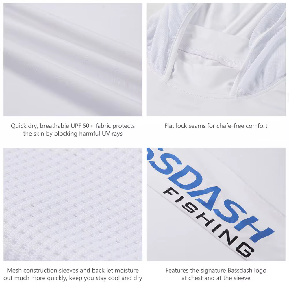 Bassdash Camisa de pesca UPF 50+ con capucha y protección UV - imagen 3