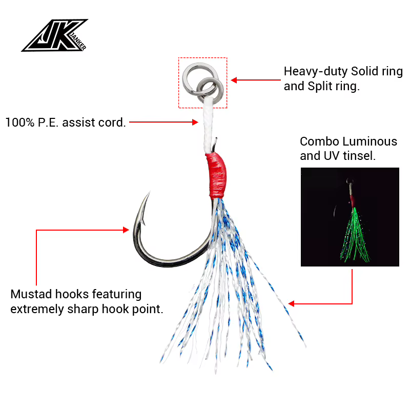 Iseama JK LAS-B anzuelos luminosos de acero al carbono para pesca