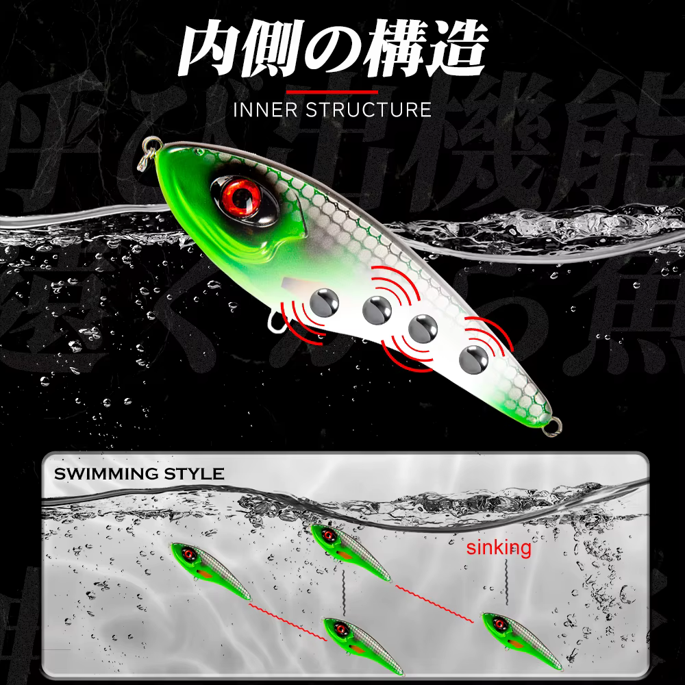 Hunthouse Musky Buster Jerkbait – Señuelo sonoro para lubina y lucio - imagen 4