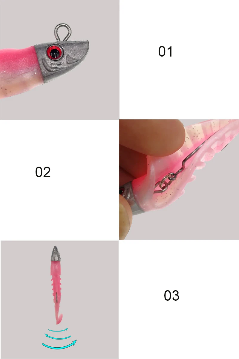 Detalle del diseño flexible y resistente del cebo