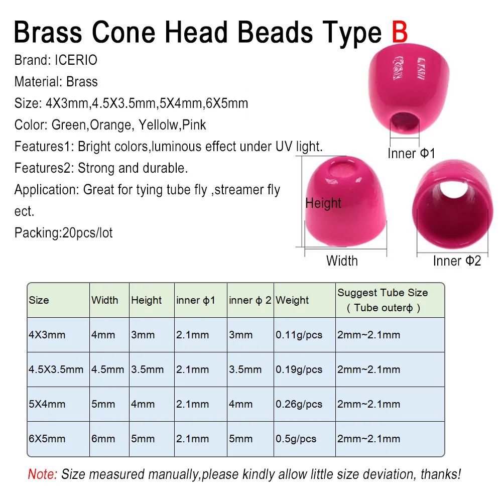Cabezas de cono UV Icerio – Latón para atado de moscas marinas - imagen 2