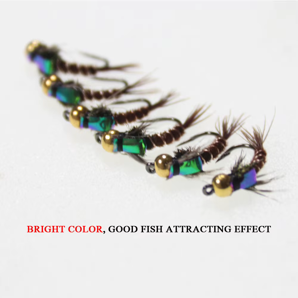 Ninfa Caddis Cola de Faisán ICERIO – Cabeza de Latón para Trucha - imagen 3