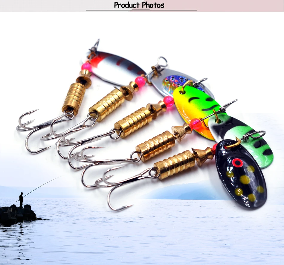 Vista detallada de cucharas metálicas para pesca