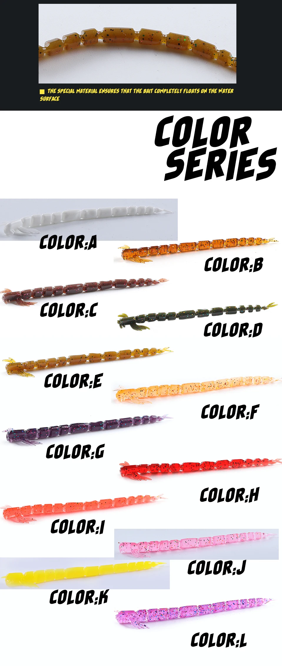 Variedad de colores cebo larva Supercontinent