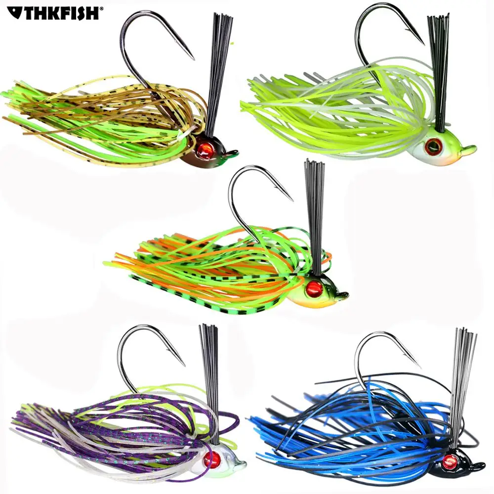 THKFISH Jig Head alta gama con anzuelo Mustad para pesca de bass
